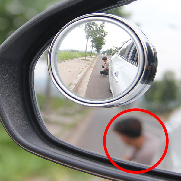 Gương cầu lồi dán gương ô tô có khung viền bạc 50 mm xóa điểm mù cao cấp