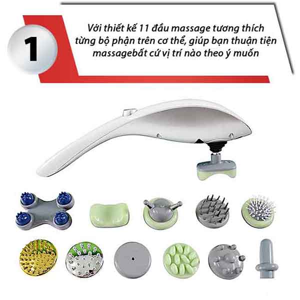 Máy massage cầm tay đa năng Luxurious 11 đầu cao cấp