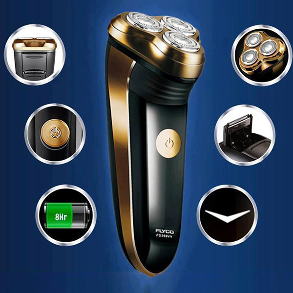 Máy Cạo Râu Flyco FS360 ba lưỡi cực bền cực êm, pin sạc tiện dụng